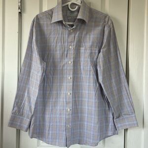 CHARLES TYRWHITT MEN'S 16.5 PLAID LONG SLEEVE DRESS SHIRT BUTTON-UP
